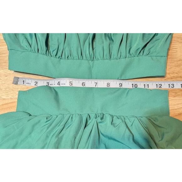 Green Cutout Midi Dress Womens XS Mock Neck Sexy Sleeveless Pleated Party Dress - Picture 5 of 15